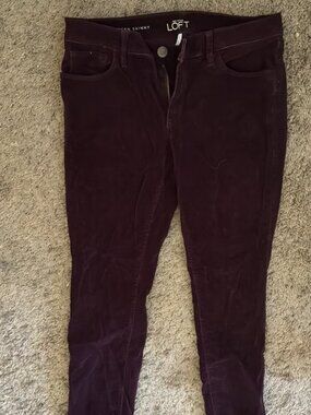 Burgandy Cuorduroy Pants With Zippered Bottoms Skinny- Size 28/6